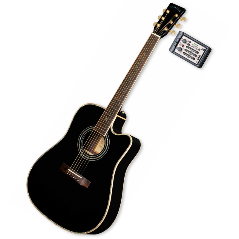 ZAD900CE Solid Spruce/Rosewood Acoustic Electric AURA Limited Edition Black Lacquer Pro Series
