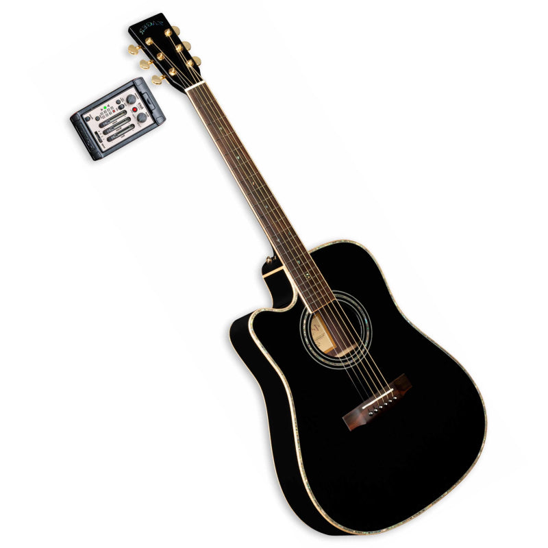 ZAD900CE Left Handed Solid Spruce/Rosewood Acoustic Electric AURA 50th Anniversary Black Lacquer Pro Series