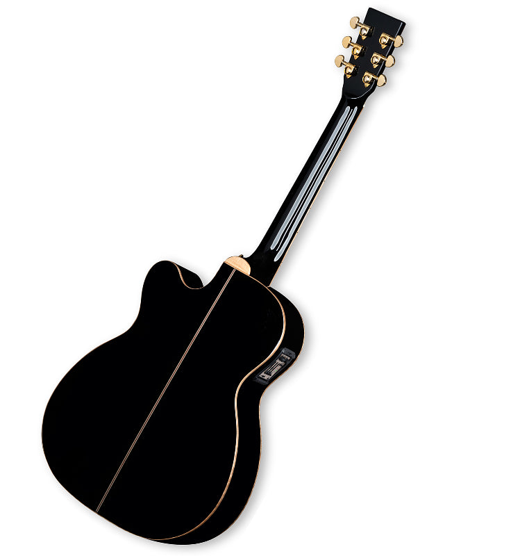 ZAD900CE Solid Spruce/Rosewood Acoustic Electric AURA Smaller “OM” Size Limited Edition Black Lacquer