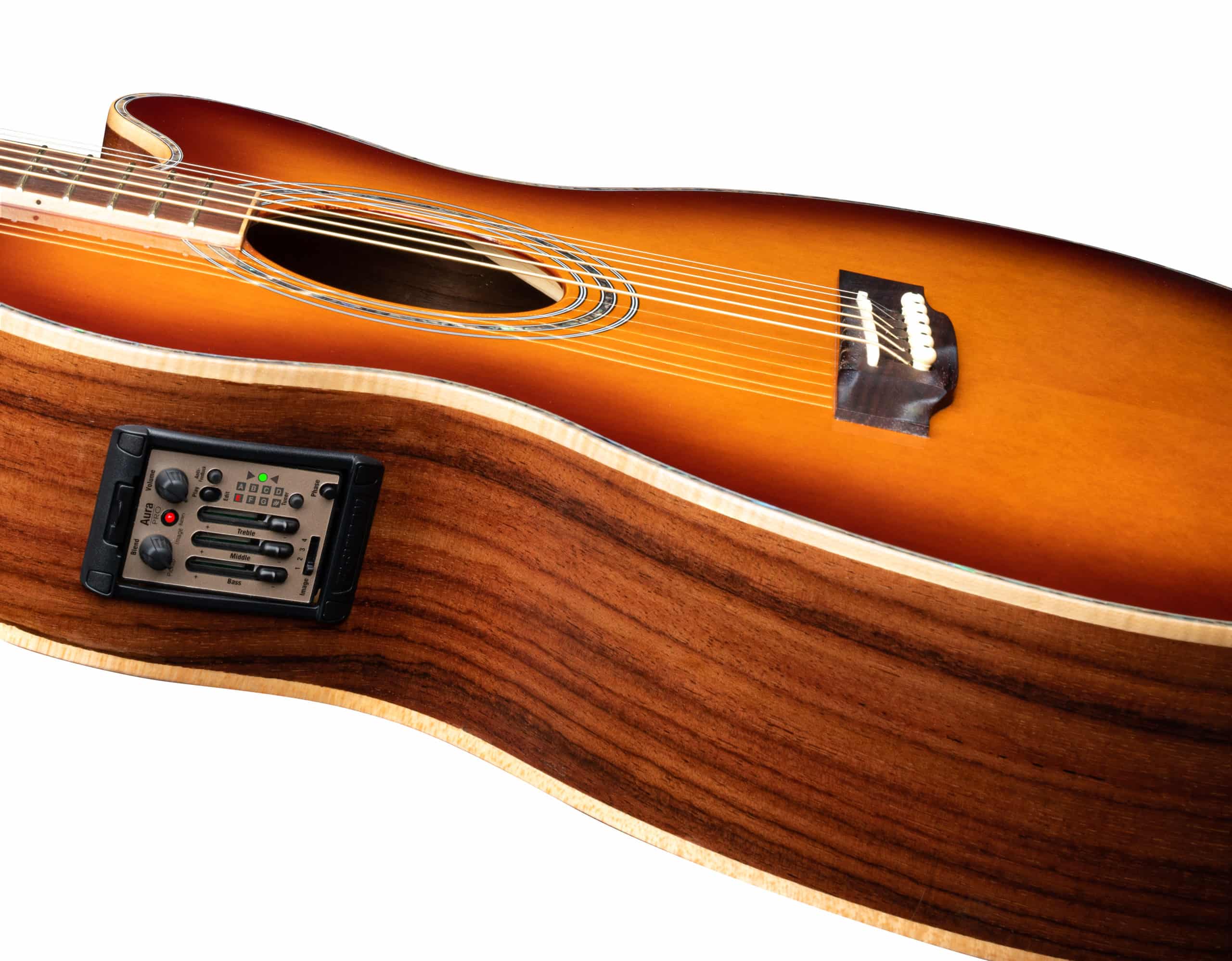 ZAD900CE Solid Spruce/Rosewood Acoustic Electric AURA Smaller “OM” Size Tobacco Sunburst