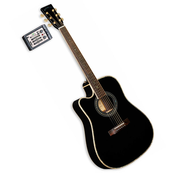 ZAD900CE Left Handed Solid Spruce/Rosewood Acoustic Electric AURA 50th Anniversary Black Lacquer