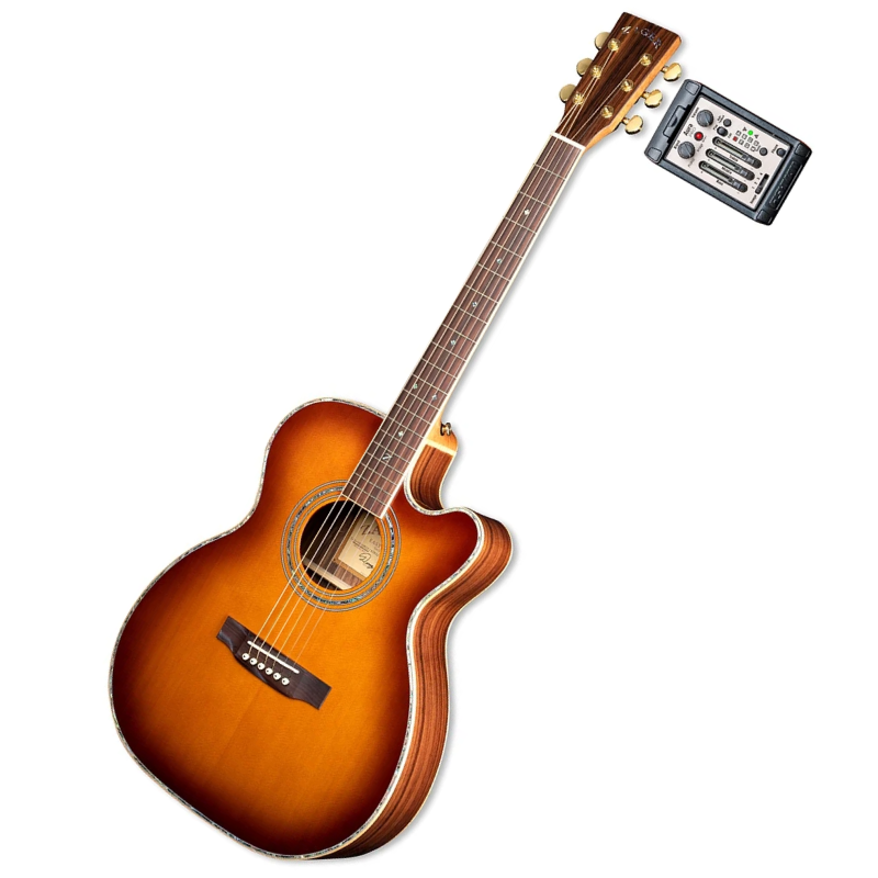 ZAD900CE Solid Spruce/Rosewood Acoustic Electric AURA Smaller “OM” Size Tobacco Sunburst