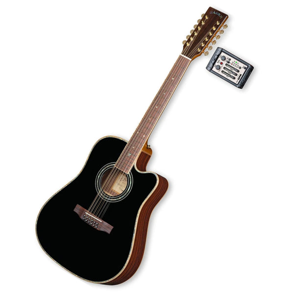ZAD900CE 12 String Solid Spruce/Rosewood Acoustic Electric AURA Black Lacquer