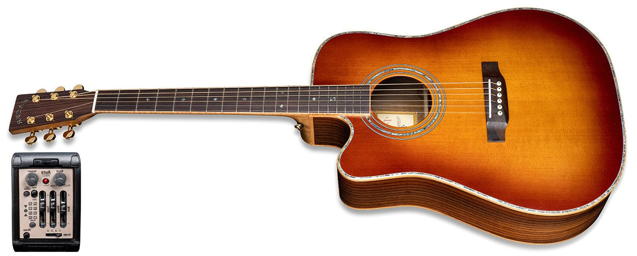 ZAD900CE Left Handed Solid Spruce/Rosewood Acoustic Electric AURA 50th Anniversary Tobacco Sunburst