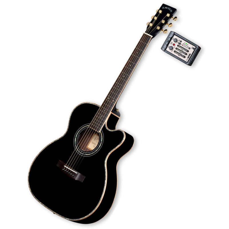 ZAD900CE Solid Spruce/Rosewood Acoustic Electric AURA Smaller “OM” Size Limited Edition Black Lacquer